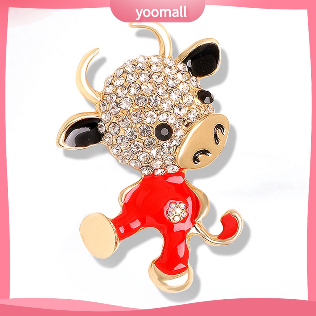 Ghim Cài Áo Hình Bò Sữa Đính Đá Thời Trang