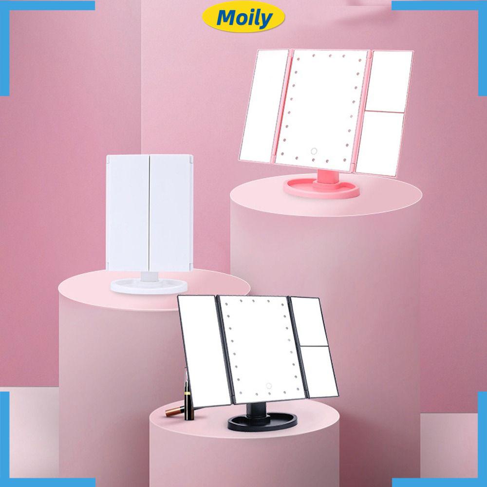 MOILYVN Gương Trang Điểm Để Bàn Dạng Gập 3 Chân Đứng Có Thể Điều Chỉnh Độ Sáng Màn Hình Cảm Ứng