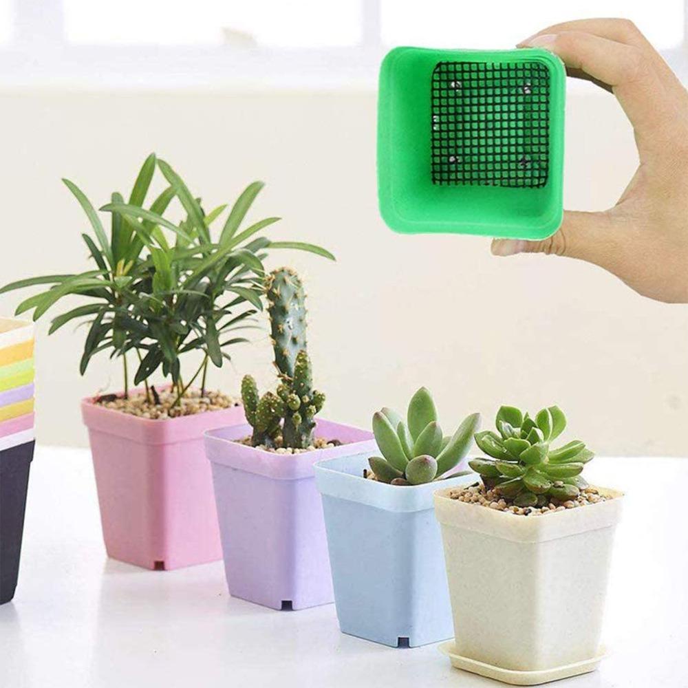 Bộ 100 Tấm Lưới Lót Chậu Hoa Hình Vuông Thoáng Khí Chống Rò Rỉ Thiết Kế Mới Tiện Lợi Dễ Dùng