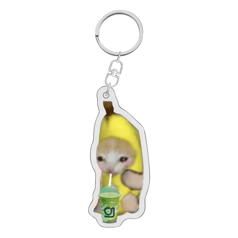 Móc khóa MÈO CHUỐI Banana Cat khóc nhè, mèo Happy Cat trang trí balo, chìa khóa dễ thương cute Mèo méo meo mèo meo