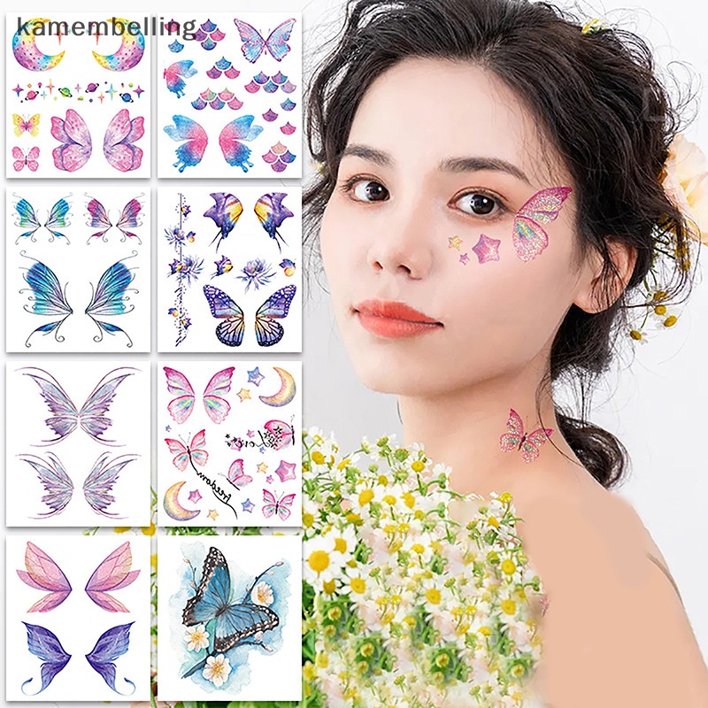 1 Bộ Hình Xăm Dán Tạm Thời Chống Nước Hình Bướm Nhiều Màu Sắc