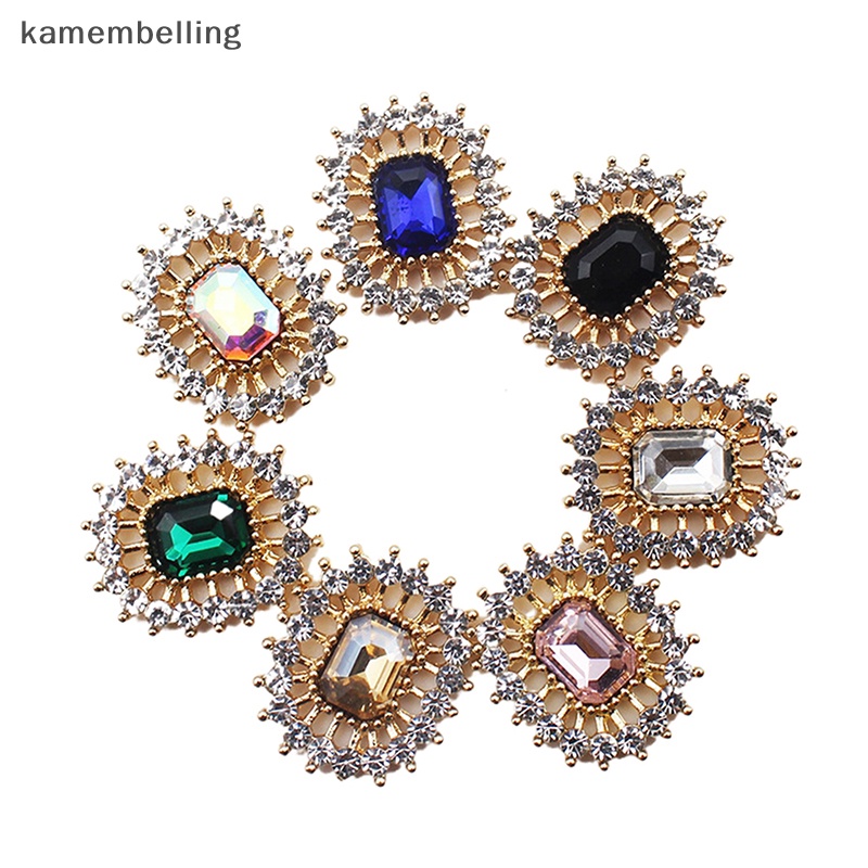 Nút Hợp Kim Hình Chữ Nhật Đính Đá Phẳng Trang Trí Kẹp Quần Áo / Giày Vintage DIY