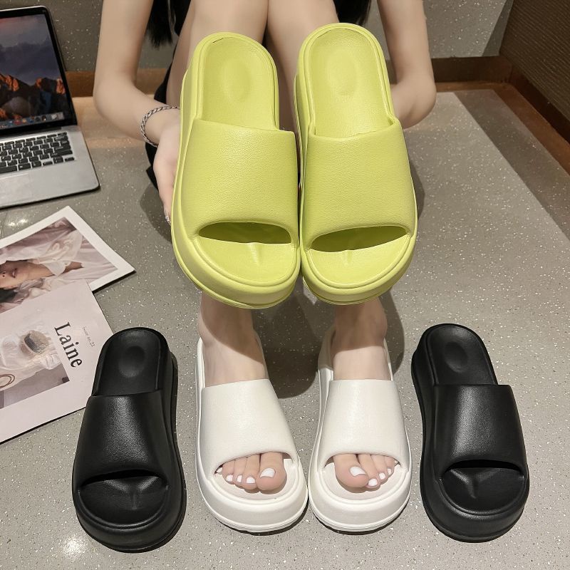 Huaqoo Dép bánh mì guốc dép giày nữ Màu Sắc Đơn Giản Thoải Mái Cao Gót Chống Trơn Trượt dép đế xuồng 30ZHDLX071304