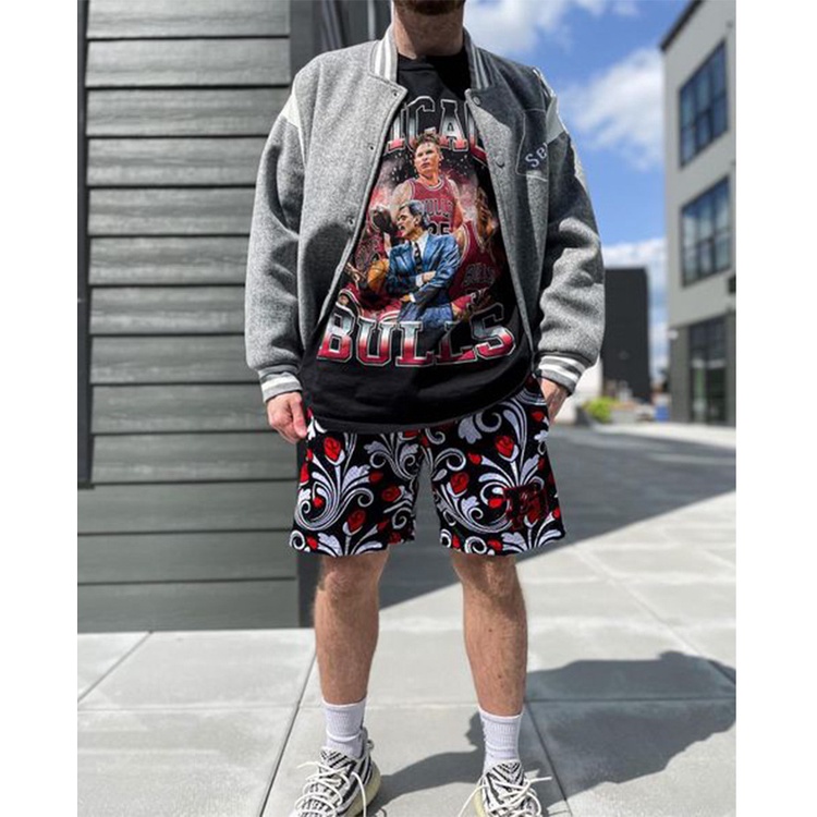 Eric Emanuel Quần Short Thể Thao Chạy Bộ Thể Dục Thể Thao Chạy Bộ Đi Biển Thoáng Khí In Họa Tiết Phong Cách Đường Phố Mỹ Mới