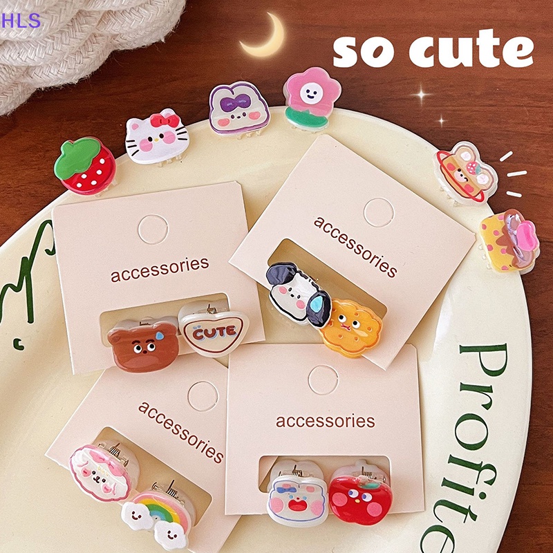 Bộ 2 Kẹp Tóc Mini Họa Tiết Trái Cherry / Động Vật / Hoa / Trái Cherry Dễ Thương Thời Trang Cho Nữ