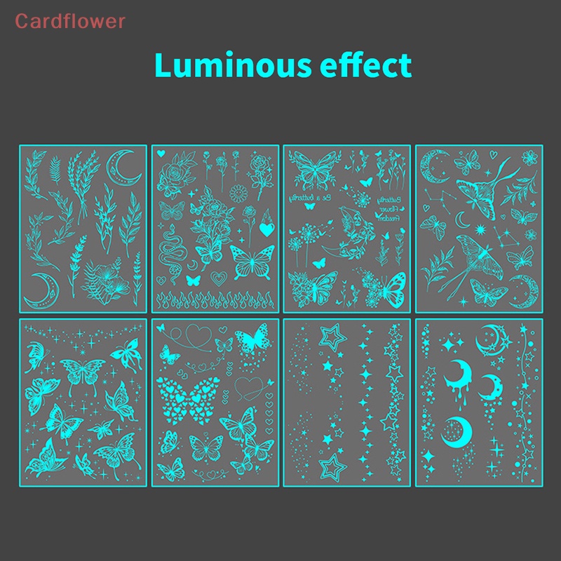 Hình Xăm Dán Tạm Thời Chống Nước Phát Quang Họa Tiết Da Rắn / Bướm / Mặt Trăng Cho Nam Và Nữ Mới