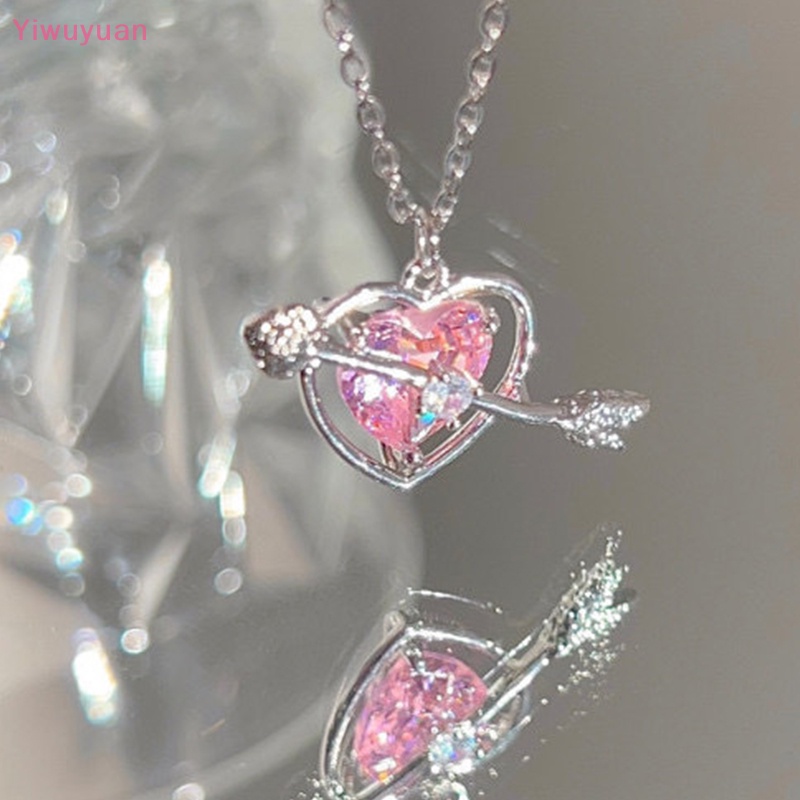 &lt; Yiwuyuan &gt; Vòng cổ Mặt Hình Giọt Nước Pha Lê Hồng Hình Trái Tim Giọt Nước Cá Tính Ngọt Ngào Y2k Phụ Kiện Mới