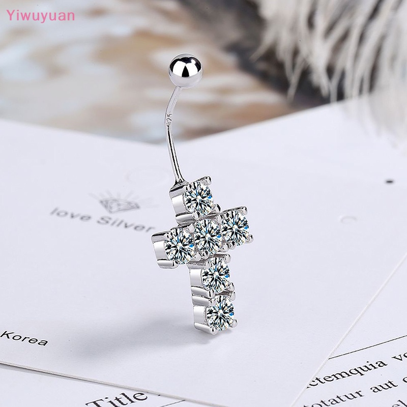 < Yiwuyuan > Khuyên Rốn Đính Đá Pha Lê Hình Thánh Giá Thời Trang Mới Quyến Rũ Cho Nữ