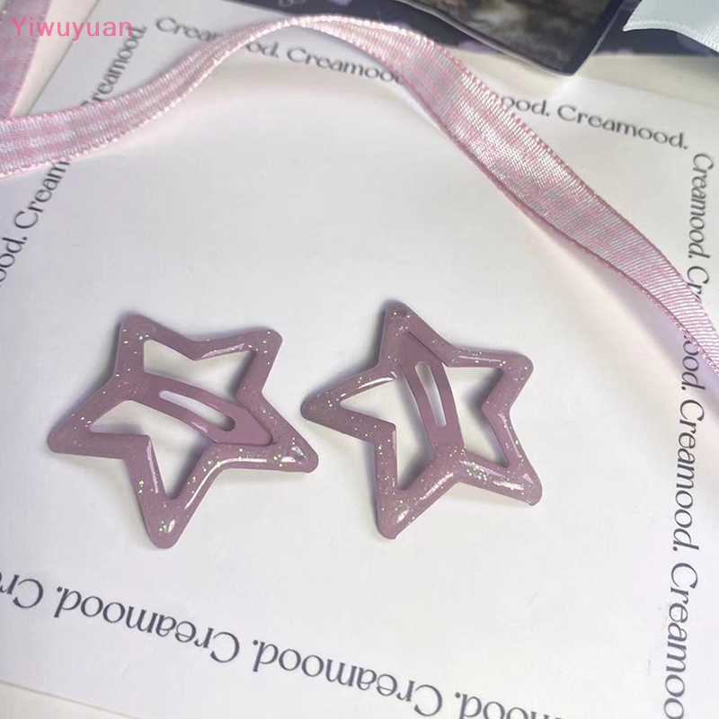 Bộ 2 Kẹp Tóc Kim Loại Hình Ngôi Sao Nhiều Màu Sắc Cho Nữ Y2K