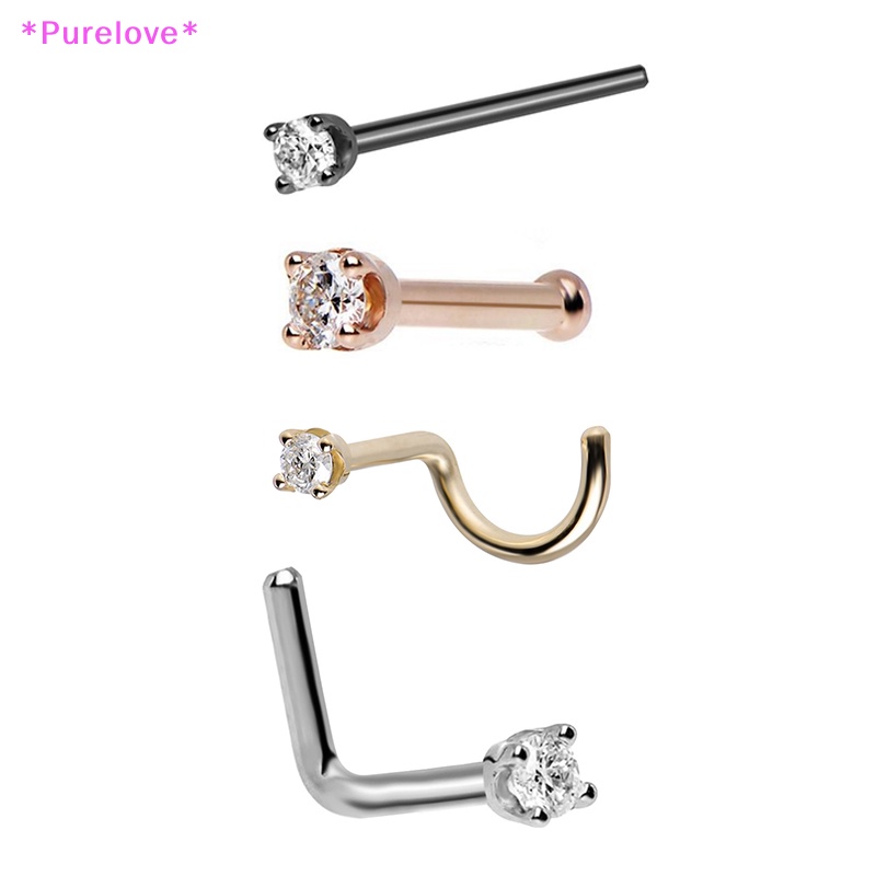 Set 5 Khuyên Mũi Thép Không Gỉ Đính Đá Zircon Mới