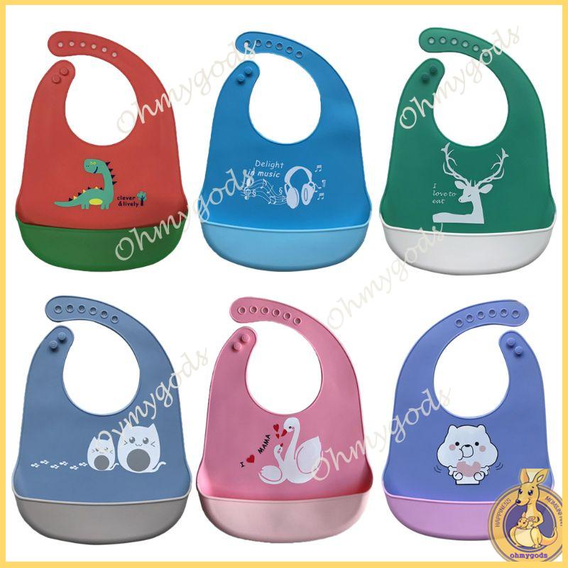 Yếm Ăn Bằng Silicon Mềm Chống Thấm Nước Họa Tiết Hoạt Hình Dễ Thương Cho Bé