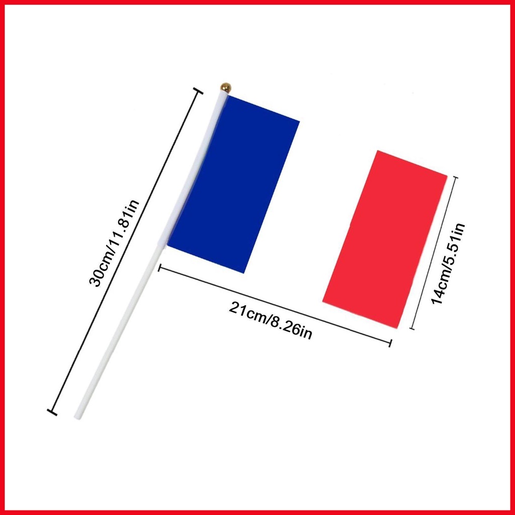 Set 10 Lá Cờ Pháp Mini Cầm Tay Màu Xanh Dương / Trắng / Đỏ 5.5 X 8.3inch