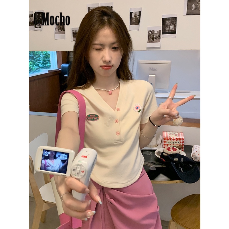 Mocho áo phông áo thun nữ croptop baby tee Thời trang hàn quốc Độc đáo Phong cách Cái mới Thời trang A99J02W 36Z230909