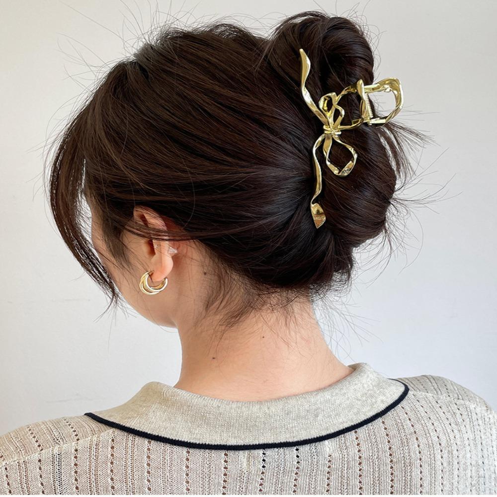 Kẹp Tóc Nơ Ruy Băng Sang Trọng Tạo Kiểu Tóc Cá Tính Bằng Hợp Kim Cho Nữ
