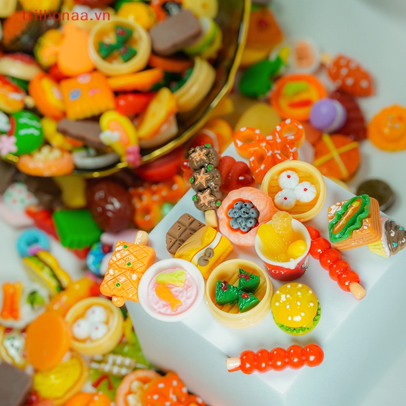 Set 5 Đồ Chơi Mô Hình Thức Ăn Mini Bằng Nhựa Resin DIY