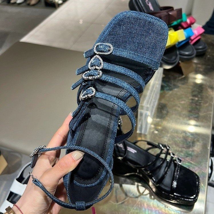 Giày Sandal Đế Xuồng Dày Mũi Vuông Thời Trang Nữ Size 35-43