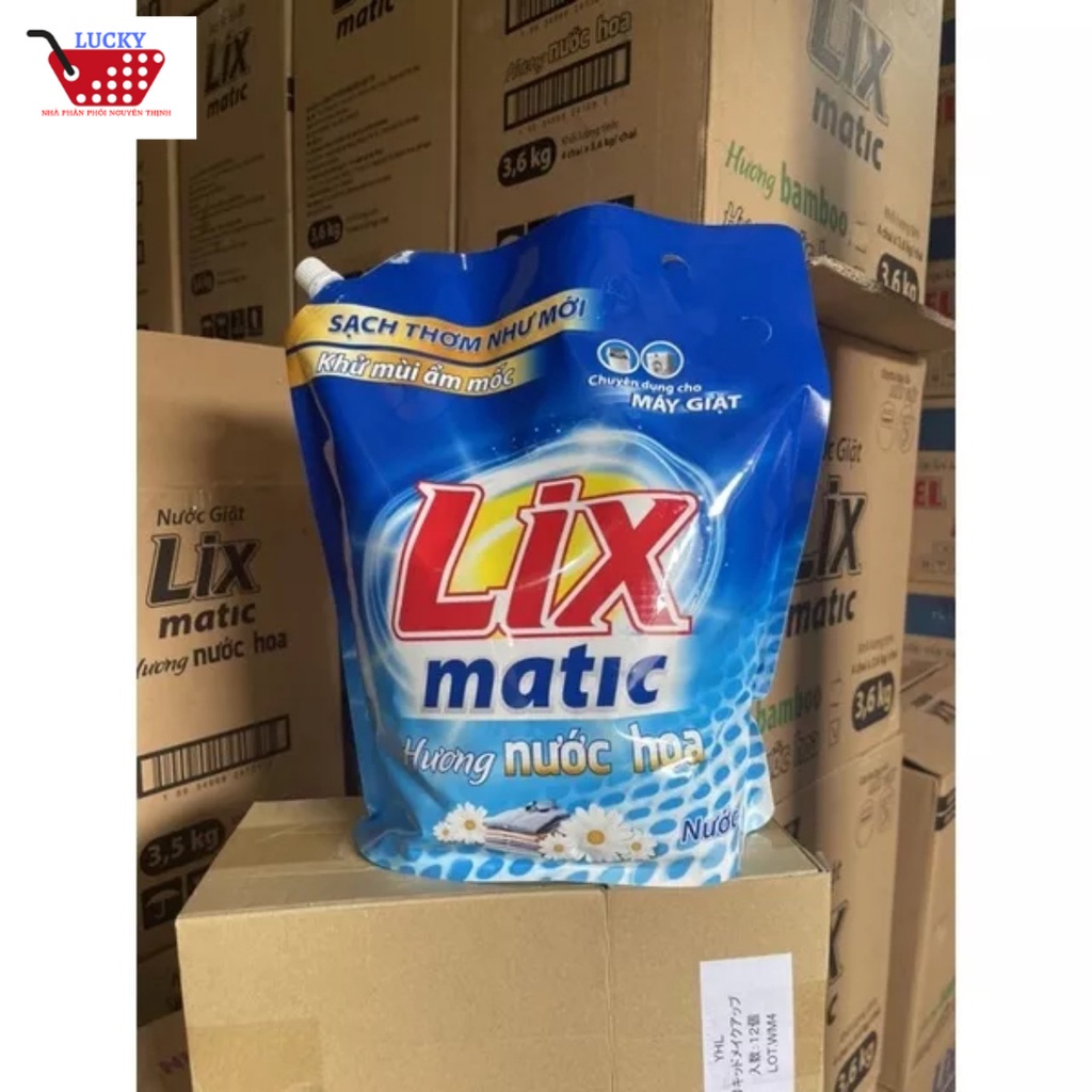 Nước giặt Lix Matic 3,5kg /túi Hương nước hoa dành cho máy giặt cửa trước và giặt tay