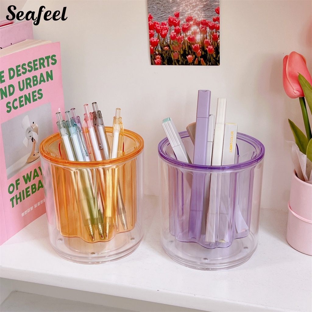 Hộp Đựng Bút Bằng Acrylic Trong Suốt Có Thể Xoay Siêu Bền Tiện Dụng