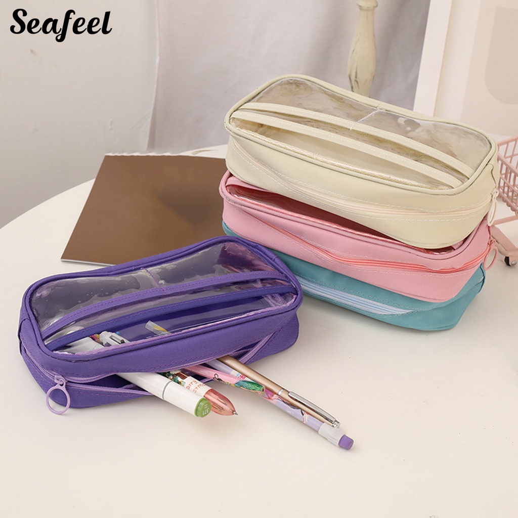 Bóp Viết Trong Suốt Có Khóa Kéo Dung Tích Lớn Tiện Dụng