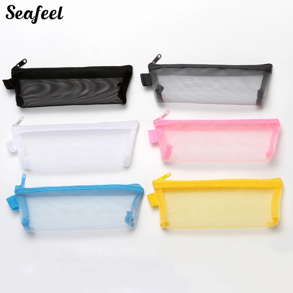 Túi Đựng Bút Dạng Lưới Trong Suốt Sức Chứa Lớn Có Khóa Kéo Tiện Dụng