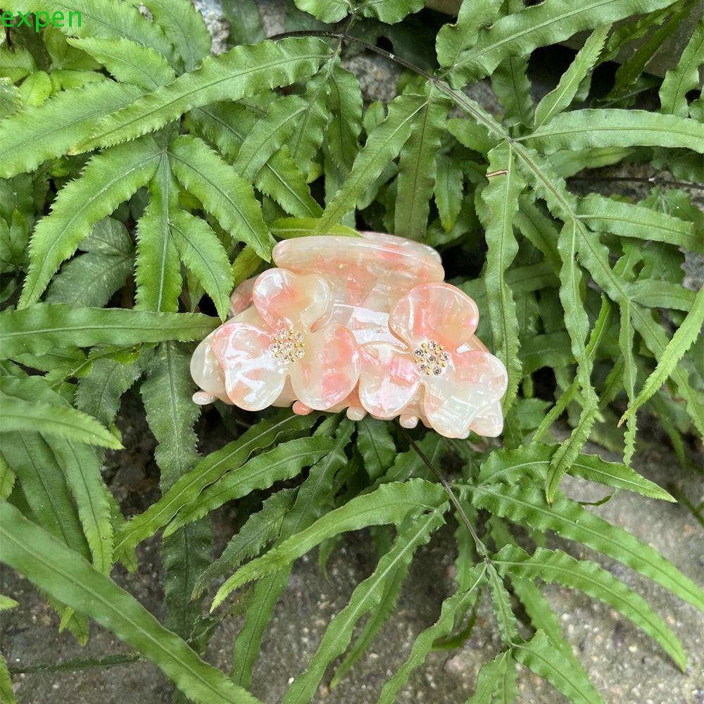 EXPEN Kẹp Tóc Đuôi Ngựa Hình Cá Mập Đính Hoa Phong Cách Vintage Thời Trang Cho Nữ