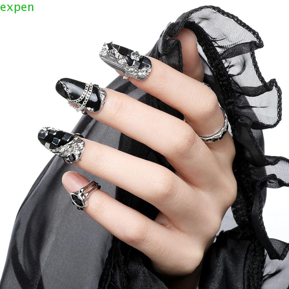 EXPEN Nhẫn Đeo Khớp Ngón Tay Dây Xích Đơn Giản Thời Trang Hàn Quốc Cho Nữ