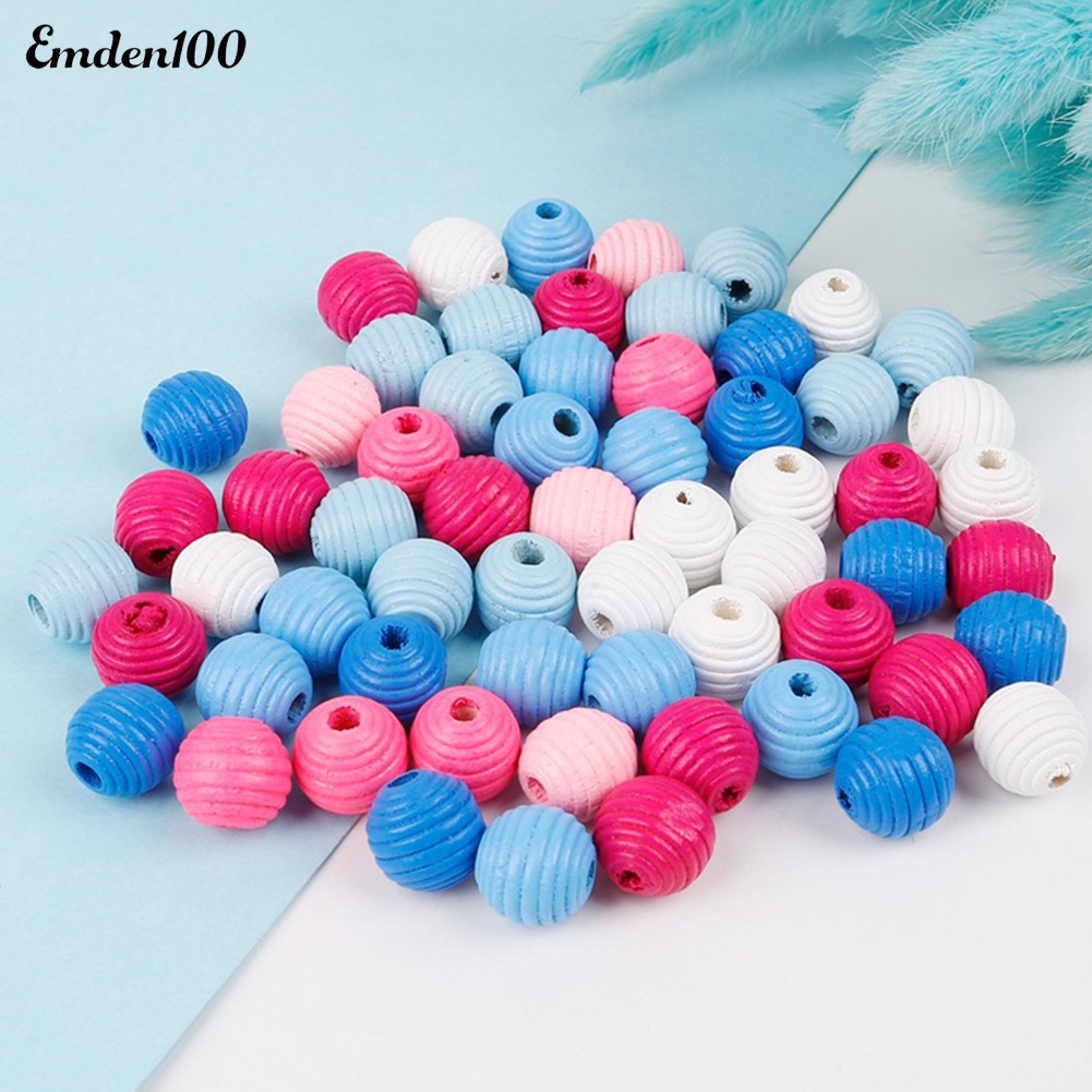 Bộ 50 Hạt Gỗ Xâu Chuỗi 14mm Tự Làm Trang Sức Tiện Lợi