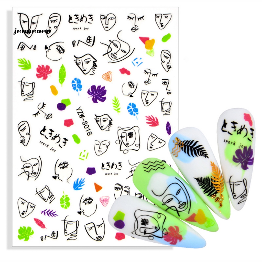 Miếng Dán Trang Trí Móng Tay Họa Tiết Hình Học Độc Đáo