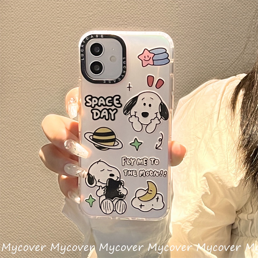 Ốp Điện Thoại Silicon Mềm Hình Snoopy Màu Gradient Lấp Lánh Cho iPhone 14 13 12 11 Pro Max X XR Xs Max 6 7 8 Plus