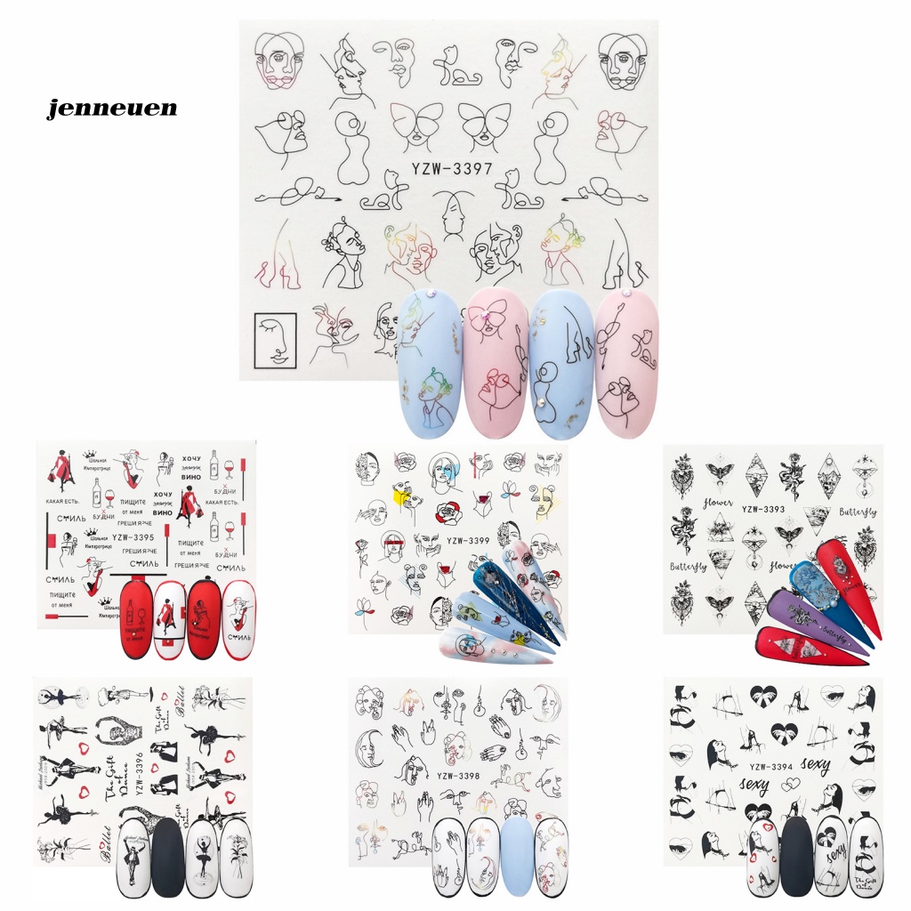 Miếng Dán Trang Trí Móng Tay Họa Tiết Hình Học Quyến Rũ Dành Cho Nữ