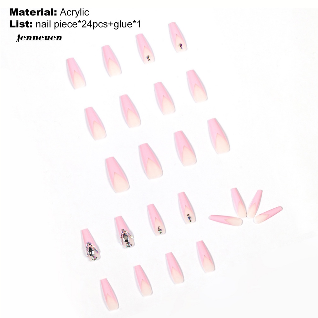 Set 24 Móng Tay Giả Acrylic 3D Dạng Nhấn Dành Cho Nữ