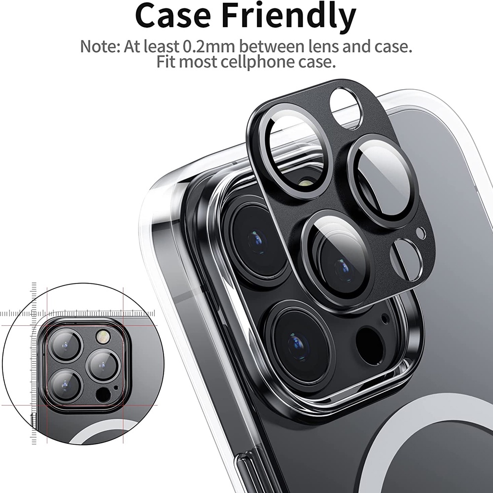 Kính Cường Lực Bảo Vệ Camera HD Màu Đen Sang Trọng Cho IPhone 14 Pro Max 11 12 13 Pro Max