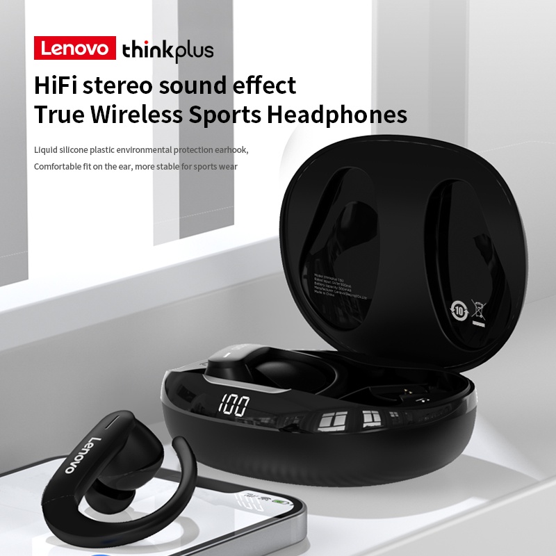 Tai Nghe Thể Thao bluetooth Không Dây Lenovo T50 âm thanh nổi HiFi khử tiếng ồn với micrô và màn hình LED