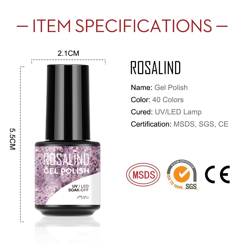 Sơn móng tay ROSALIND dạng gel chuyên dụng hong khô đèn LED/ UV