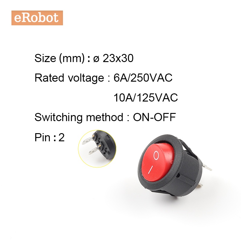 Set 5 Công Tắc Tròn KCD1 20mm 23mm 2 / 3 / 4Pin ON-OFF-ON 2 / 3 Vị Trí 6A / 250VAC 10A / 125VAC SPST Có Đèn LED