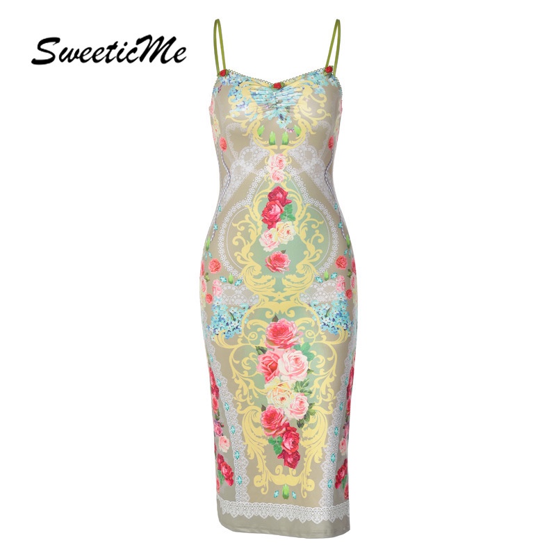 Đầm Dài Dáng Ôm Hở Lưng Xẻ Tà In Họa Tiết Thời Trang 2023 Quyến Rũ Cho Nữ