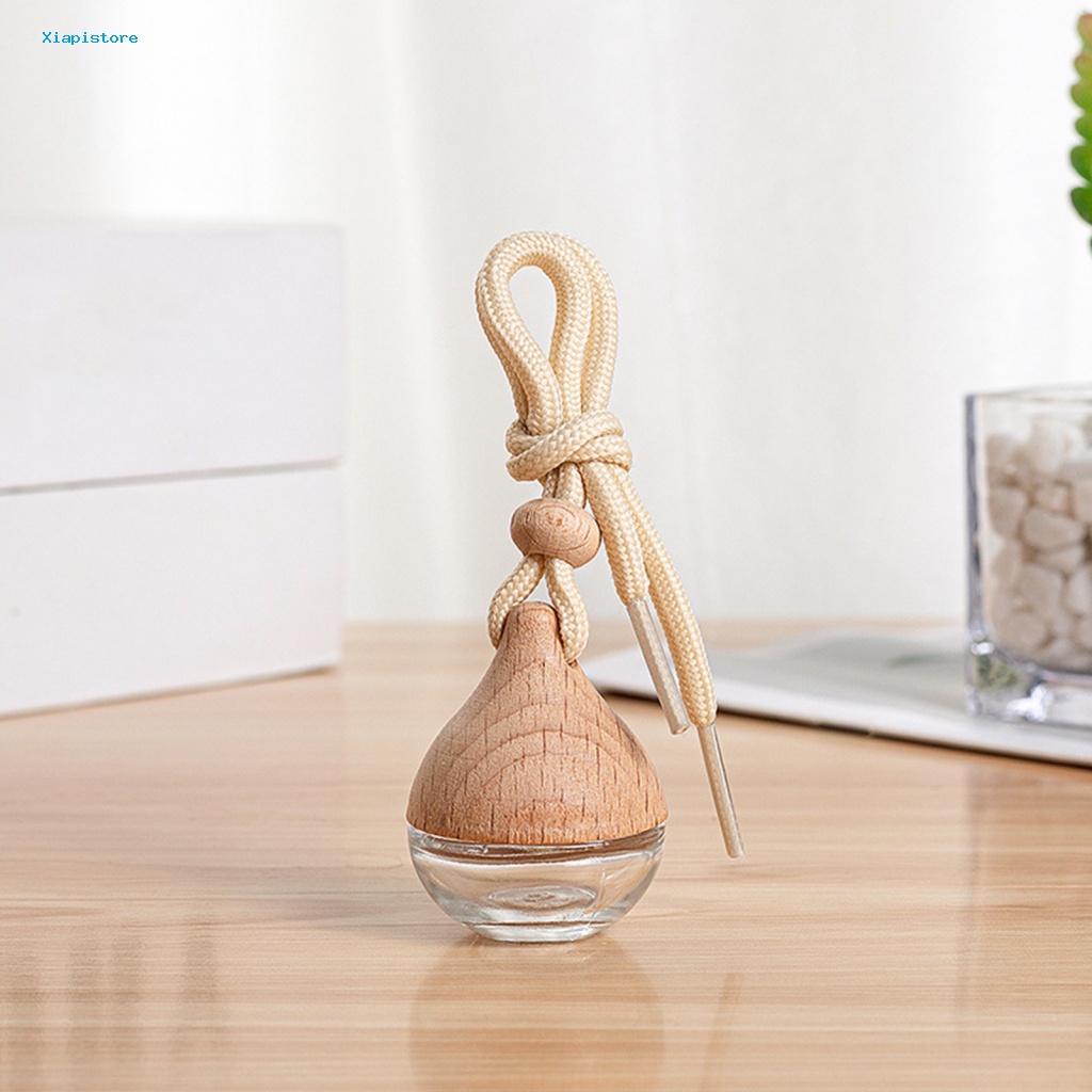 Chai Thủy Tinh Rỗng Trong Suốt Hình Giọt Nước Hoa 6ml Kèm Dây Đeo Cho Xe Hơi