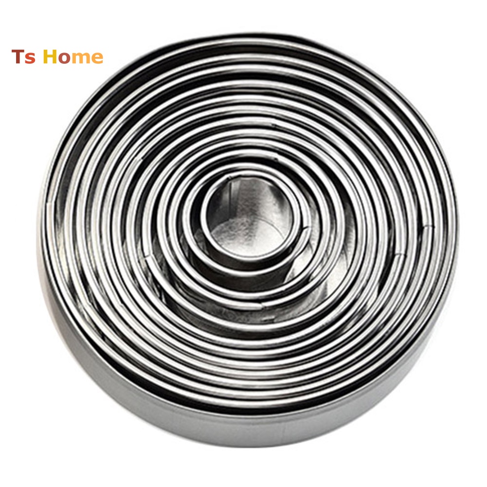 Set 12 Khuôn Tròn Làm Bánh Quy Bằng Thép Không Gỉ