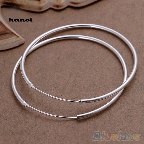 Đôi Khuyên Tai Tròn Mạ Bạc Thời Trang Cho Nữ