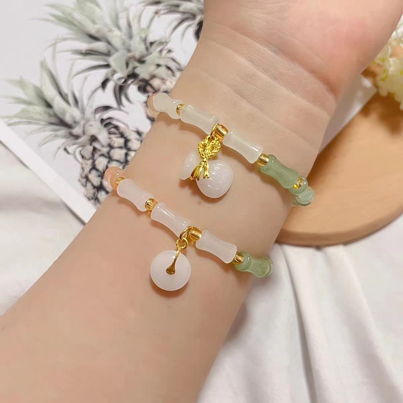 Vòng Tay Hạt Gỗ Tre Nhiều Màu Phong Cách Trung Hoa Mới