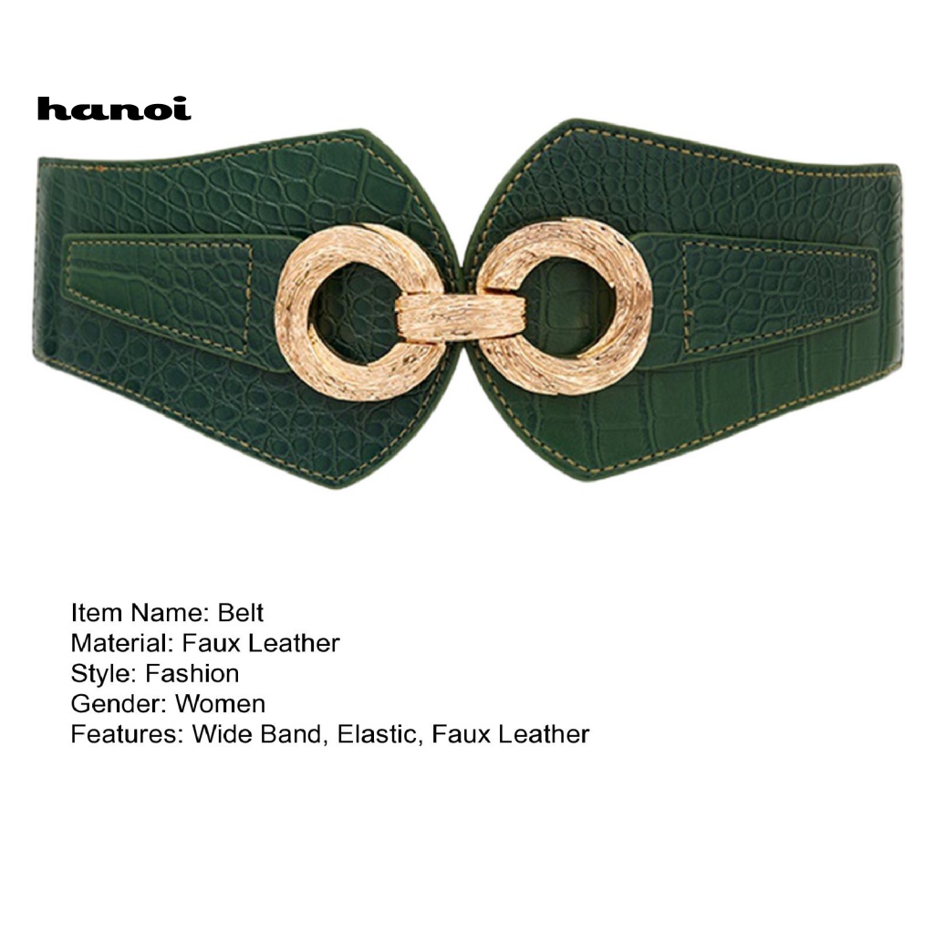Thắt Lưng Giả Da Bản Rộng Co Giãn Chống Trượt Màu Tương Phản Thời Trang Cho Nữ