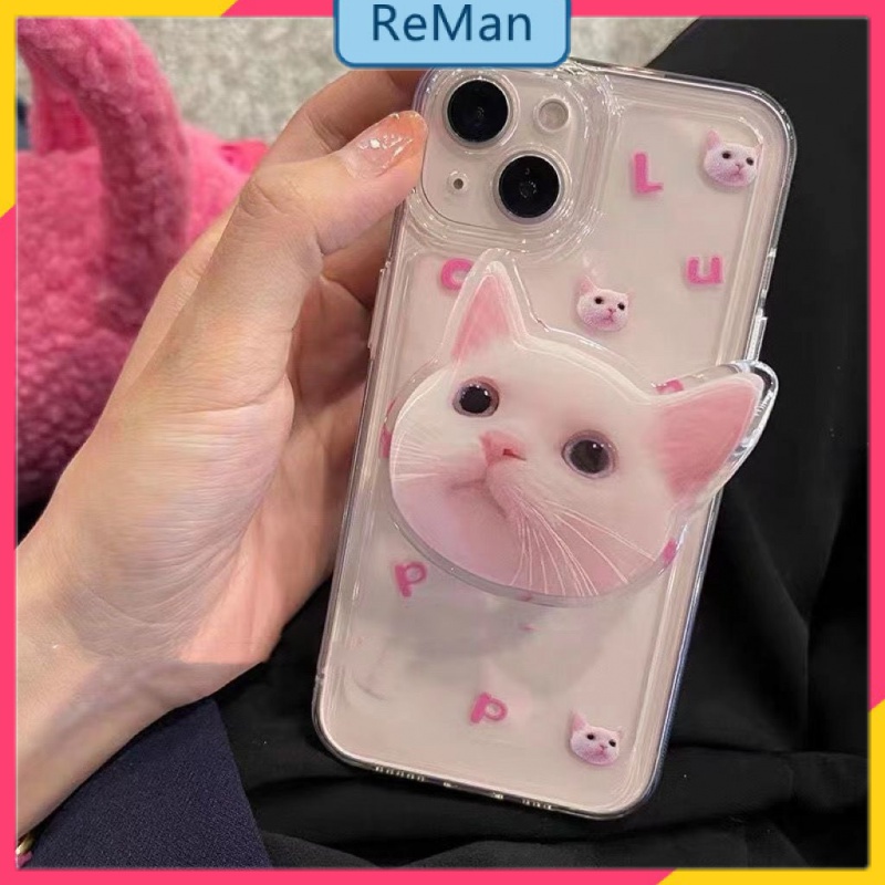 Ốp Điện Thoại Hình Mèo Hoạt Hình Màu Hồng Cho Apple 11 Iphone13 12promax