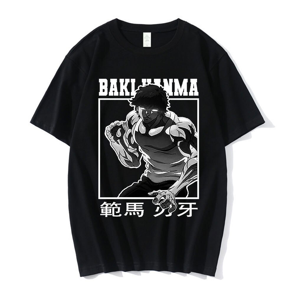 Áo Thun Cotton Cỡ Lớn In Hình Anime Baki The Grappler Tshirt Manga Hanma Yujiro 4XL,5XL,6XL