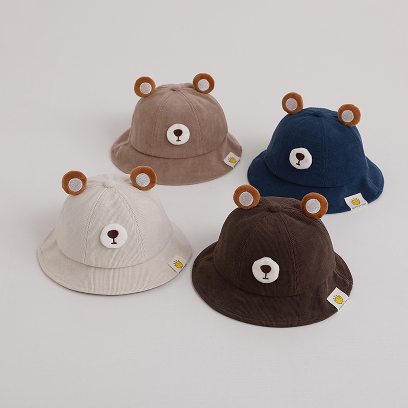 Mũ Bucket Vải Nhung Họa Tiết Hoạt Hình Phong Cách Hàn Quốc Cho Bé
