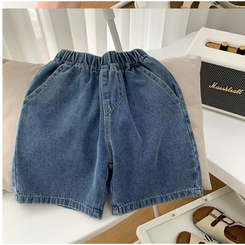 Quần Short Denim Dáng Suông Năng Động Thời Trang Phong Cách Hàn Quốc Cho Bé Trai