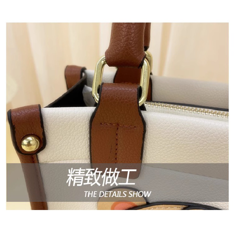 Túi Tote Đeo Vai Màu Tương Phản Phong Cách Pháp Sang Trọng Cho Nữ