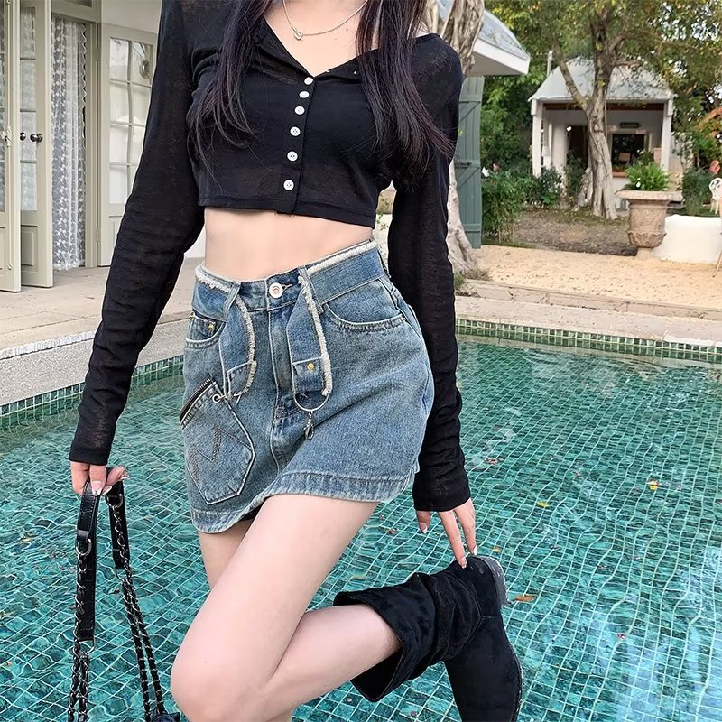 Chân váy Chân váy jean Chân Váy Bò váy nữ Chân Váy Chữ A 2023 New Style JL072109