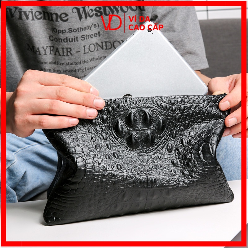 Ví Clutch Nam Cầm Tay Vân Cá Sấu Da PU D001 [VD Luxury_Ví Da Cao Cấp]