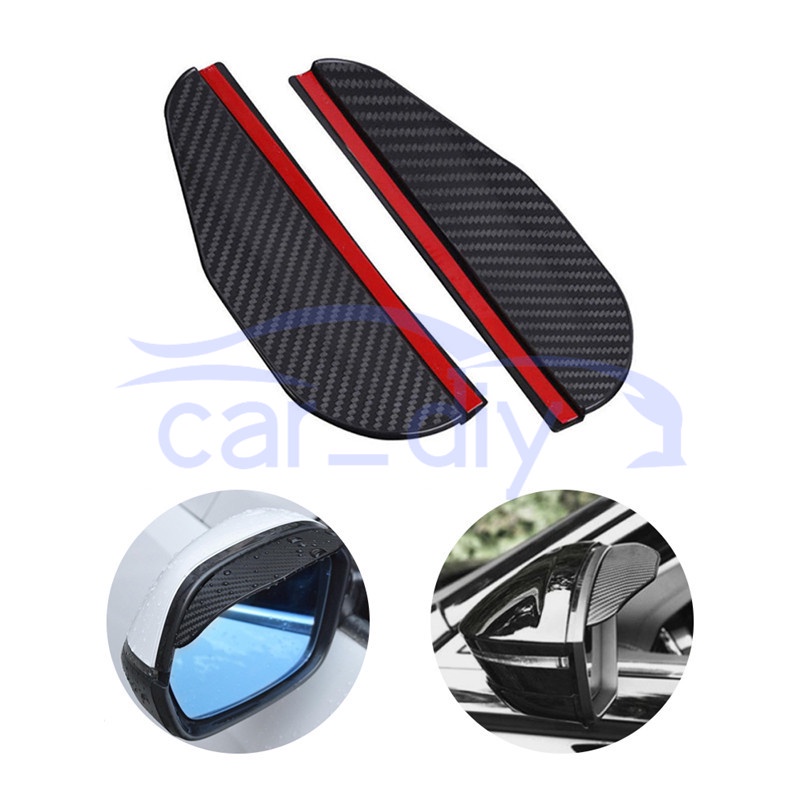 Set 2 Tấm Che Mưa Bằng PVC Họa Tiết Sợi Carbon Thông Dụng Trang Trí Gương Chiếu Hậu Xe Hơi