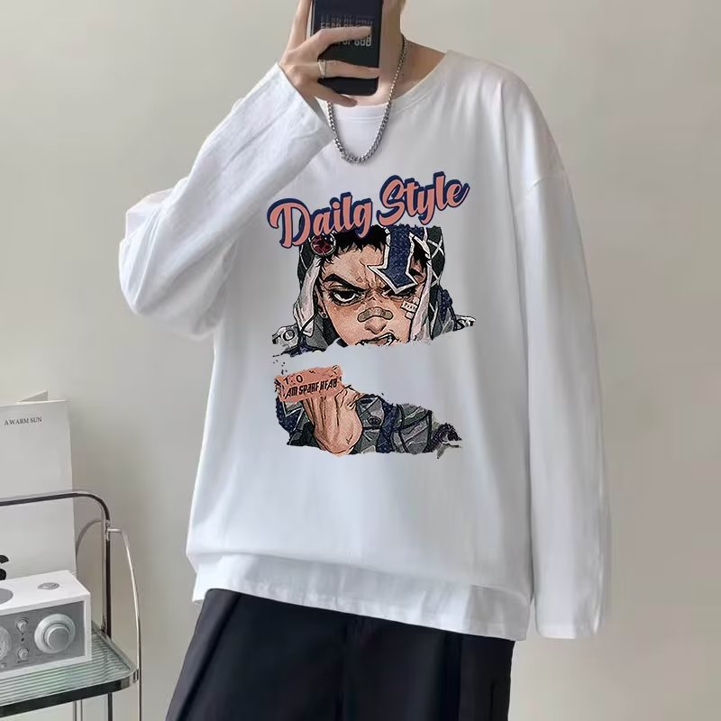 Áo phông nam big size có size lớn M-8xl Áo Thun Tay Dài Oversize Chất Liệu Cotton In Hình anime Phong Cách hip hop Đường Phố Mỹ Dành Cho Nam Nữ
